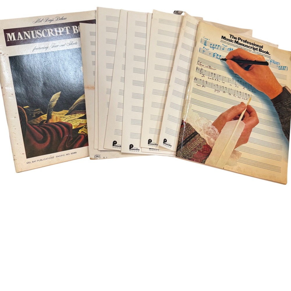 Vintage Mel Bay Deluxe Manuscript Book & Amsco Professional Music Paper Lot 1980